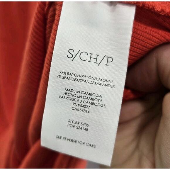 Cabi Tank Top Womens Small Orange Busy Geranium Ribbed Square Back 5935 - Picture 8 of 10